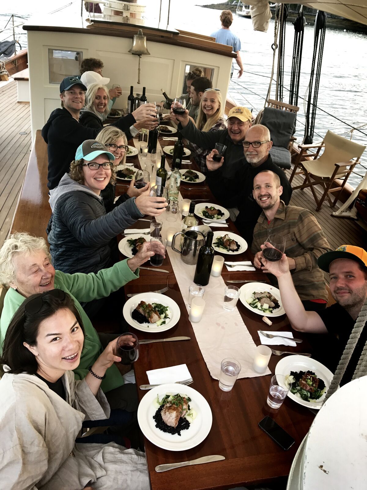 Dining on deck of a windjammer